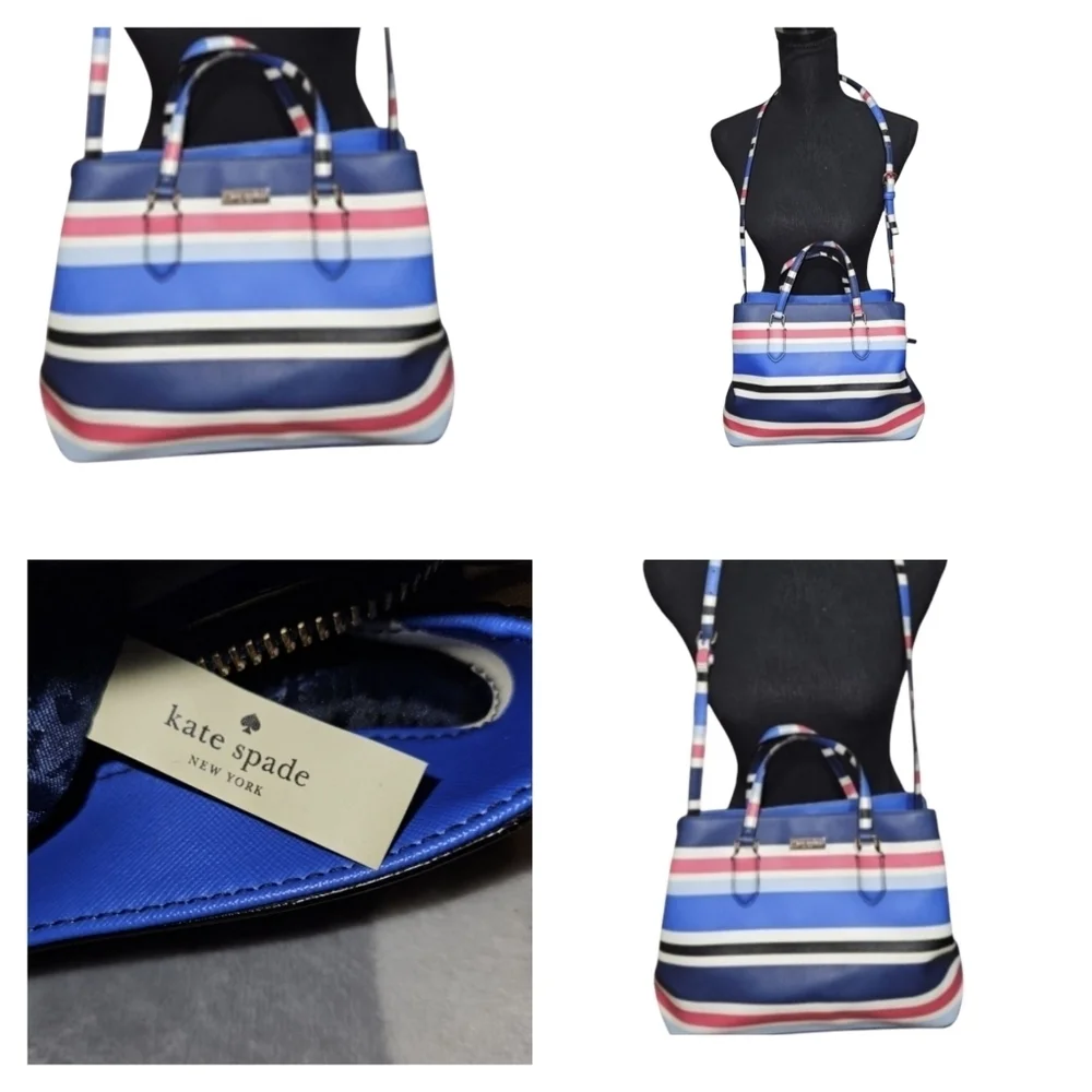 Kate Spade New York Evangelie Laurel Way Striped Satchel Crossbody Handbag Purse